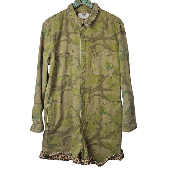 One Teaspoon Distressed Camo Leopard Prophecy Snap Jumpsuit Playsuit Romper, XL - Picture 1 of 8